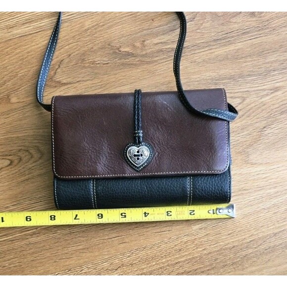 Brighton Leather Crossbody Mini Bag Black and Brown Wallet - Picture 14 of 14